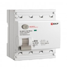 Выключатель дифференциального тока ВД-100N (S) 4P 32А 100мА тип AC эл-мех 6кА PROXIMA EKF  E1046MS32100  EKF