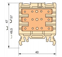 Клемма HD2,5/6.3.3G.3G.1, 6 quick-connect (fast on) 6,3x0,8мм, 2,5 мм.кв., горизонтальные  1SNA190316R2700  TE