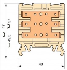 Клемма HD2,5/6.3.3G.3G.1, 6 quick-connect (fast on) 6,3x0,8мм, 2,5 мм.кв., горизонтальные  1SNA190316R2700  TE