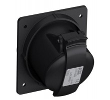 Розетка панельная с угловым минимальным фланцем 232RAM6B, 32A, 2P+E, IP44, 6ч, черный, для шоу-бизнеса2CMA100546R1000 ABB