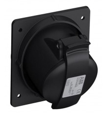 Розетка панельная с угловым минимальным фланцем 232RAM6B, 32A, 2P+E, IP44, 6ч, черный, для шоу-бизнеса2CMA100546R1000 ABB