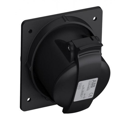 Розетка панельная с угловым минимальным фланцем 232RAM6B, 32A, 2P+E, IP44, 6ч, черный, для шоу-бизнеса2CMA100546R1000 ABB