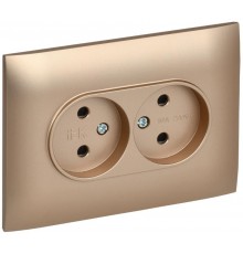 SKANDY Розетка 2-местная без з/к с з/ш 10А сб. SK-R09Sa песочный  SK-R23-10-K98-F  IEK