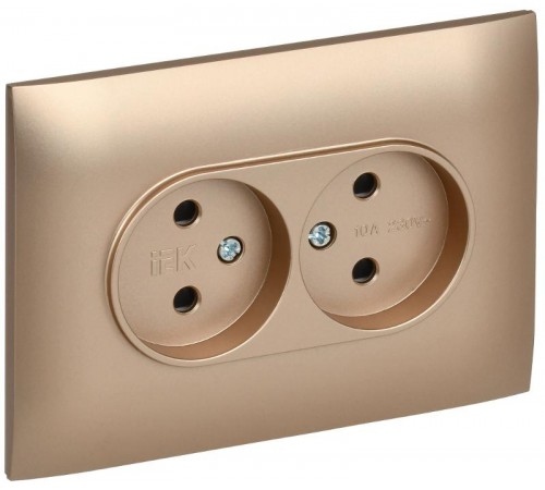 SKANDY Розетка 2-местная без з/к/ш 10А в сб. SK-R10Sa песочный  SK-R20-10-K98-F  IEK