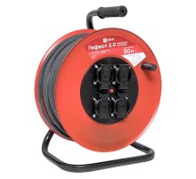 Удлинитель на катушке "Гефест 2.0" 4 гнезда 50м с заземлением и предохранителем ПВС 3*1,5 16А/3,5кВт IP44 PROxima  UKA02-16-R315-4-50-IP44  EKF