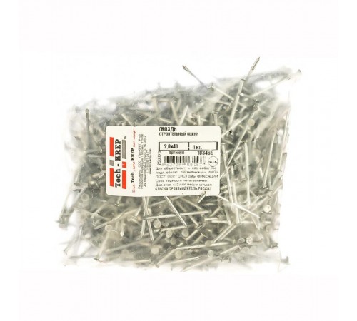 Гвоздь строительный оцинкованный 2,0х40 (1 кг) - пакет  103469  Tech-KREP