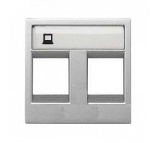 ABB Zenit Серебряный Накладка 2-я тел/комп розетки(для суп.2017.2,2017.3,2018,2018.5,2018.6,2018.8  N2218.2 PL   2CLA221820N1301  ABB