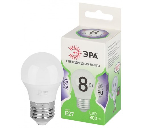 Лампа светодиодная  GREEN LINE LED P45-8W-865-E27 GL E27 8 Вт шар холодный свет  Б0067022  ЭРА