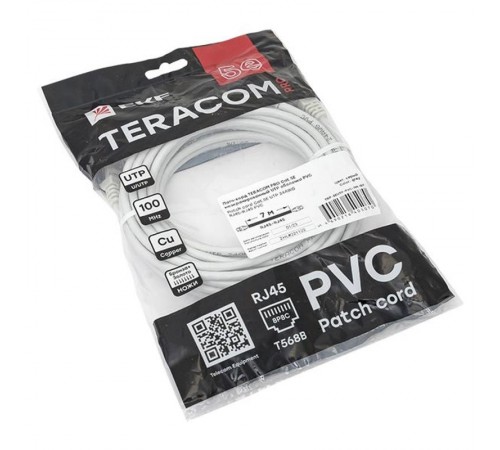 Патч-корд TERACOM PRO Cat.5E неэкранированный UTP оболочка PVC серый (7,0м)  TRP-5EUTP-PVC-7M-GY  EKF