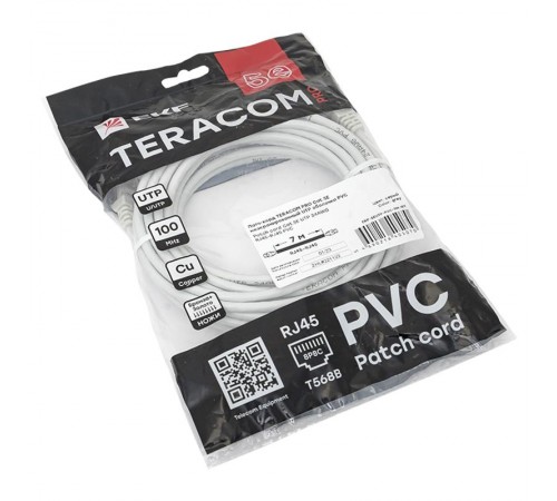 Патч-корд TERACOM PRO Cat.5E неэкранированный UTP оболочка PVC серый (7,0м)  TRP-5EUTP-PVC-7M-GY  EKF