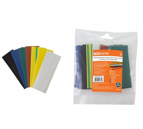 Термоусаживаемая трубка ТУТнг 25/12,5 набор (7 цветов по 3 шт. 100мм)  SQ0518-0510  TDM