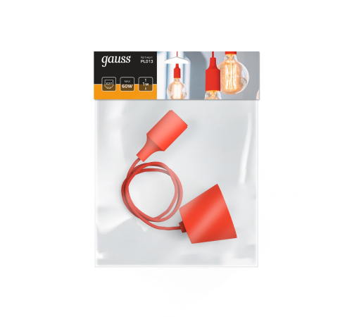 Светильник подвесной шнур под лампу Decor PL013 красный E27, 1 м, 1/40  PL013  Gauss