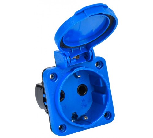 Розетка панельная 2Р+РЕ 16А з/к с крышкой IP54 синяя MAGNUM РП12-3  PSN71-016-3-2-54-K07  IEK