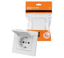 Розетка 2П+З 16А 250В IP44 с защ. шт. с крышкой белая "Сенеж"   SQ1816-0039  TDM