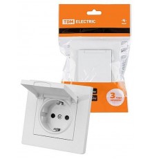 Розетка 2П+З 16А 250В IP44 с защ. шт. с крышкой белая "Сенеж"   SQ1816-0039  TDM