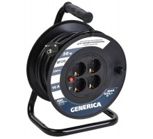 Катушка УК20 с т/з 4 места 2P+PE/20м 3х1,5мм2  WKP20-16-04-20-G  GENERICA