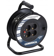 Катушка УК20 с т/з 4 места 2P+PE/20м 3х1,5мм2  WKP20-16-04-20-G  GENERICA