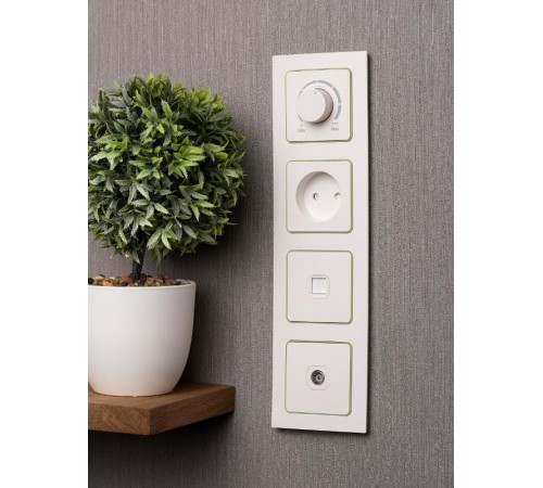 Стокгольм Рамка 4-местная белая с линией цвета зеленый PROxima  EAM-G-303-10  EKF