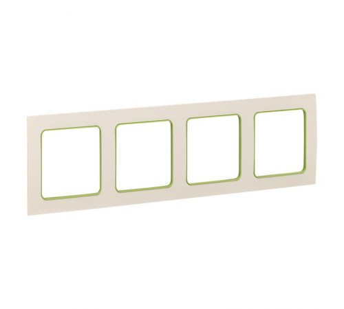 Стокгольм Рамка 4-местная белая с линией цвета зеленый PROxima  EAM-G-303-10  EKF