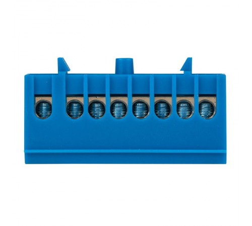 Шина "0" N (6х9мм) 8 отверстий латунь синий изолированный корпус на DIN-рейку EKF PROxima  sn0-63-8-ib  EKF