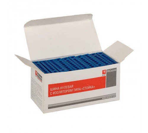 Шина "0" N (6х9мм) 8 отверстий латунь синий изолированный корпус на DIN-рейку EKF PROxima  sn0-63-8-ib  EKF