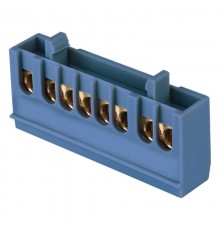 Шина "0" N (6х9мм) 8 отверстий латунь синий изолированный корпус на DIN-рейку EKF PROxima  sn0-63-8-ib  EKF