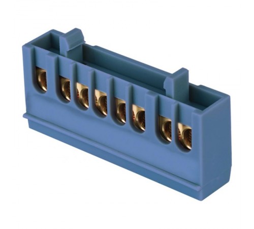 Шина "0" N (6х9мм) 8 отверстий латунь синий изолированный корпус на DIN-рейку EKF PROxima  sn0-63-8-ib  EKF