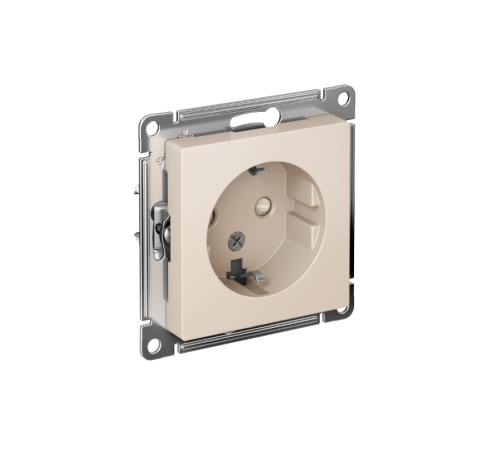 AtlasDesign Бежевый Розетка с заземлением со шторками, 16А, механизм  ATN000245  SE