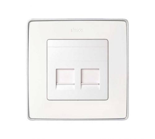Simon 82 Адаптер со шторками на 2 коннектора UTP (RJ45), FTP (RJ45), RJ12, AMP, S82, S82N, S82 Detail, белый  82006-30  Simon