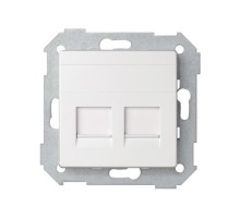 Simon 82 Адаптер со шторками на 2 коннектора UTP (RJ45), FTP (RJ45), RJ12, AMP, S82, S82N, S82 Detail, белый  82006-30  Simon