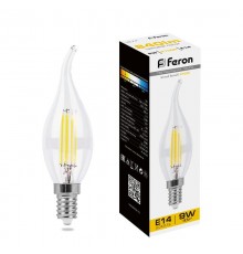 Лампа светодиодная LB-74 (9W) 230V E14 2700K филамент С35Т прозрачная  25960  FERON