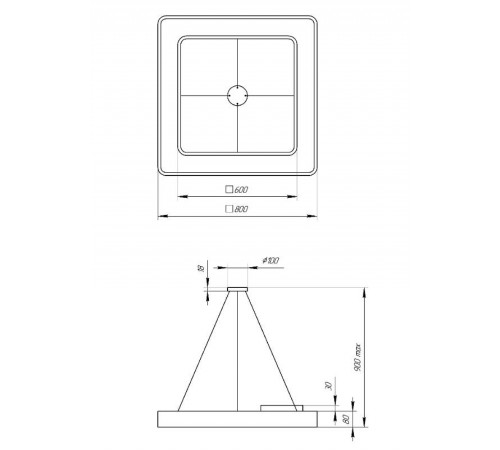 Светильник светодиодный Geometria Quadro SPO-162-W-40K-070 70Вт 4000К 4200Лм IP40 800*800*80 белый подвесной  Б0050584  ЭРА