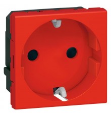 Розетка Mosaic 2К+З со шторками нем.ст. (красный)  077218  Legrand