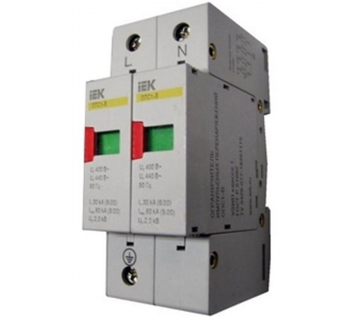 Ограничитель импульсного перенапряжения ОПС1-B 2Р In=30kA Un=400B Im=60kA  MOP20-2-B  IEK