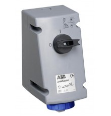 Розетка для тяжелых условий с выключателем и механической блокировкой 216MVS6WH, 16A, 2P+E, IP67, 6ч  2CMA163257R1000  ABB