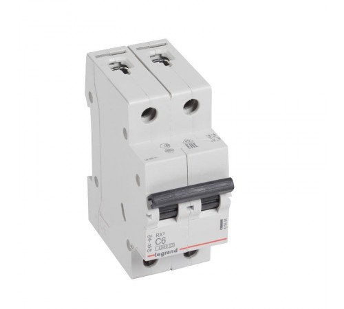 Выключатель автоматический двухполюсный RX3 4500 6А C 4,5кА  419694  Legrand