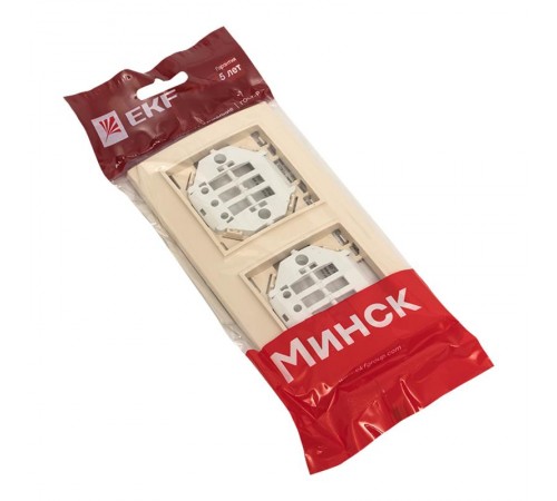 Рамка 2-местная горизонтальная бежевый Минск EKFERM-G-302-20EKF