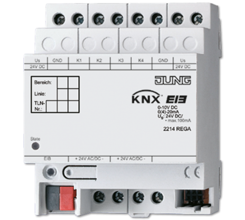 KNX/EIB-интерфейс аналоговый, 4 входа  2214REGA  Jung