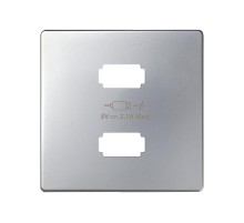 Накладка для зарядного устройства 2xUSB цвета алюминий S82  8221096-033  Simon