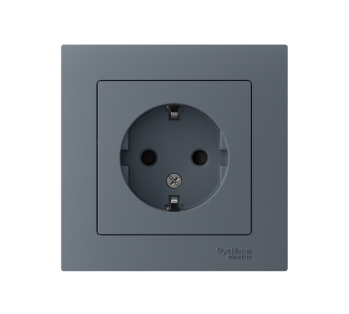 AtlasDesign Грифель Розетка с заземлением со шторками, 16А, (в сборе с рамкой)  ATN000744  SE