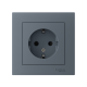 AtlasDesign Грифель Розетка с заземлением со шторками, 16А, (в сборе с рамкой)  ATN000744  SE