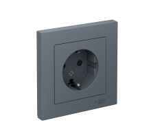 AtlasDesign Грифель Розетка с заземлением со шторками, 16А, (в сборе с рамкой)  ATN000744  SE