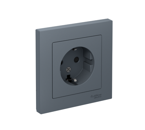 AtlasDesign Грифель Розетка с заземлением со шторками, 16А, (в сборе с рамкой)  ATN000744  SE
