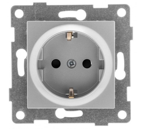 Ugra Розетка 1-ой с/з с з/ш, СУ , 16А, 250В, серебро  С11Р4-004  GUSI Electric