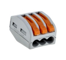 Строительно-монтажная клемма СМК 222-413 с рычагом 3 отверстия 0,08-2,5мм2 (2шт.) PROxima  plc-smk-413r  EKF