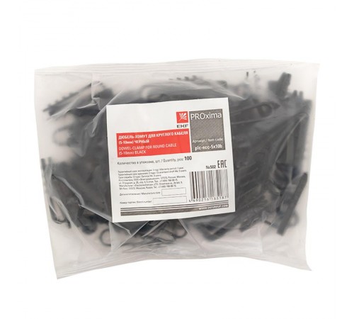 Дюбель-хомут для круглого кабеля  (5-10мм) черный (100шт.) EKF PROxima  plc-ncc-5x10b  EKF