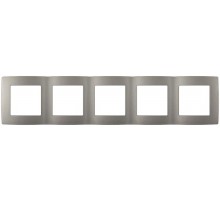 Рамка для розеток и выключателей  Серия 12 12-5005-16 на 5 постов, титан  Б0065743  ЭРА