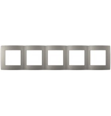 Рамка для розеток и выключателей  Серия 12 12-5005-16 на 5 постов, титан  Б0065743  ЭРА