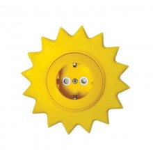 Розетка одноместная HAPPY Солнце скрытой установки с заземлением и защитными шторками, желтая  KR-78-0813  Kranz