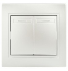 Переключатель  Plano 1-107-06 двухклавишный, 10А-250В, IP20, СУ, перламутр   Б0053811  Intro